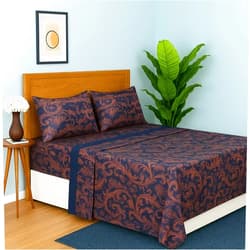 Dreamology Sheets Queen Size Bed Set, 4 Pieces Microfiber Sheet,Printed Sheet Set with Solid Cuffed Detail,Includes 1 Flat Sheet,1 Deep Pocket Fitted Sheet and 2 Pillowcases,Queen Bed sheets (Paisely)
