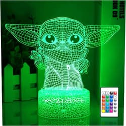 Hoofun Star Wars 3D Night Light：Baby Yoda LED Lamp with Remote Control and Smart Touch, LED Desk Lamp Yoda Star Wars Lamp for Room Decor Boys Girls Birthday Christmas Festivals Gifts