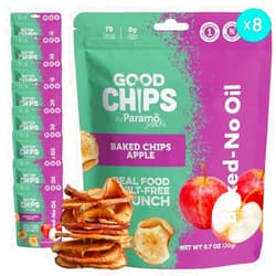 Good Chips by Paramo Snacks GOOD CHIPS Baked Apple Chips, Crispy & Naturally Sweet, No Oil, No Added Sugar, Vegan, Gluten-Free Healthy Snack. 0.7 oz Bags, Pack of 8
