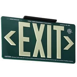 Jessup Glo Brite 75-7082-B P75 Molded Plastic Non Electrical, Glow-in-The-Dark (Photoluminescent) Eco Exit Sign for Outdoor and Wet Locations, Double-Sided, 8.5