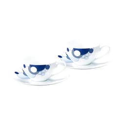 Noritake WP94989/1701 Cup & Saucer (Pair Set) (Coffee Tea), 8.7 fl oz (220 cc), Frank Lloyd Wright, Imperial Blue, Microwave Safe, 2 Guests, Fine Porcelain (Premium White)