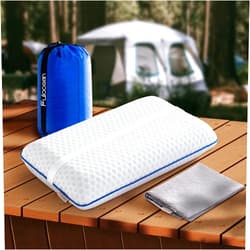 Fulocean Travel & Camping Cooling Memory Foam Pillow for Backpacking&Airplanes,Small Pillow for Hiking&Car Sleeping with Washable Bamboo Rayon Cover Dual-Sided & Portable Bag,Compressible Compact,Waterproof