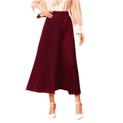 SweatyRocks Women's Casual Solid Longline Pleated Long Skirt