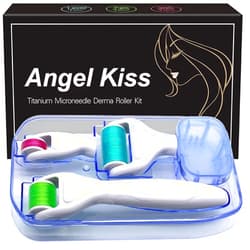 Angel Kiss Derma Roller for Face and Body - Angel Kiss 4 in 1 Titanium Microneedling Roller Kit Micro Needle Roller, 300 and 720 Needles 0.25mm,1200 Needles 0.3mm