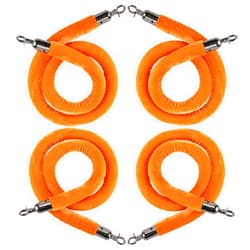 NovelBee 4pcs Orange Velvet Stanchion Ropes with Black Hooks,5 Feet Stanchion Queue Barrier Ropes,Crowd Control Velvet Rope Safety Barriers for Party Decorations