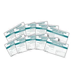Mars Pack of (10) Refrigerant Evacuation Certification Tag/I.D. Label