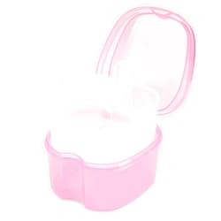 Annhua Dental Orthodontic Retainer Container Cleaning Case,Denture Bath Box Case Cup Holder, Mouthguard Storage Soaking Case - Pink