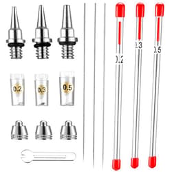 Hotop 10 Pieces Airbrush Nozzle Needle Nozzle Cap Kit with Wrench Airbrush Replacement Parts for Spray Gun Sprayer Accessories, 0.2, 0.3, 0.5 mm