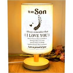 SOUHONEY Gifts for Son for Fathers Day from Mom Dad- Fabric Wooden Desk Lamp for Bedroom Living Room for Son Adult Graduation Season Gifts, Birthday Gifts, Back to School Gifts