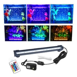 JackSuper Aquarium air Bubble Light, RGB LED Fish Tank Light with 16 Colors 4 Modes, Remote Control IP68 Submersible LED Aquarium Lamp with for Turtle Tank, Betta, Shrimp(7.1inch Light Tube(with Remote)）