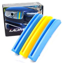 iJDMTOY Exact Fit Sweden Flag Color Grille Decoration Insert Trims Compatible With 2016-2019 Pre-LCI 2nd Gen Volvo XC90 Front Grill (Color: Blue/Yellow/Blue)