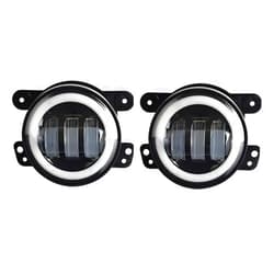 SYDKTWKM 4 Inch LED Fog Lights Halo Ring Work Light, for Jeep Wrangler JK, with Red DRL Yellow Turn Signal (Red+Yellow+White)