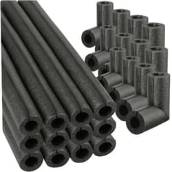 Amylove Elbow Pipe Insulation Foam Tube Outdoor Pipe Insulation Wrap Black Foam Pipe Covers Elbow Insulation Tubing Water Pipe Insulation Foam Wrap for Outdoor Winter Irrigation, Sprinkler(24 Pack, 3/8 Inch)