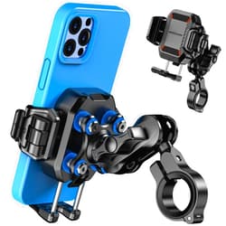 BRCOVAN Motorcycle Phone Mount with Vibration Dampener, Anti-Theft Handlebar Cellphone Holder for Bike Bicycle Scooter ATV, [Camera Friendly] [1s Lock & Release] Adjustable Fit 5.4-7.2