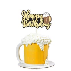 Gyufise 1Pcs Beer Mug Happy Birthday Cake Topper Glitter Cheers Beers Cake Decoration for Celebrating Glorymoment Beer Theme Birthday Theme Party Supplies