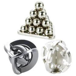 Bling Musae Brain Teaser Puzzles- 3 PCS Metal Puzzles Kit Metal Cast Puzzle Games Toys Unlock Interlock Puzzles Box Mind IQ Logic Test Disentanglement Games Toys for 15+ Adults Office Supplies WP140B