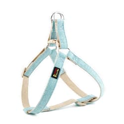 Plutus Pet Cotton Hemp Step in Dog Harness, Sustainable, Lightweight and Escape-Proof, Quick Fit Dog Harness for Puppy Small Medium and Large Dogs, Light Blue, M