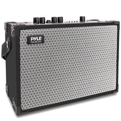 PyleUsa Vintage Bluetooth Speaker - Rechargeable Leather Portable Wireless BT Retro Style Audio System with TWS, FM Radio, 120W Heavy Bass Music Player, 5H Long Playtime, AUX, Mic in, w/Remote Control