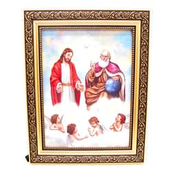 Wowser Holy Trinity Framed Print - Jesus, God and Angel Wall Art - Inspirational Christian Home Decor - Religious Gifts for Church - 10.5