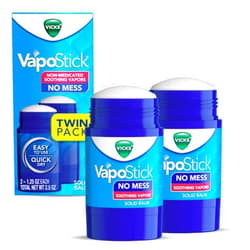 Vicks VapoStick, Solid Balm, No Mess, Soothing Non-Medicated Vicks Vapors, Easy-To-Use No-Touch Applicator, Quick Dry, Lightweight Skin Feel, 1.25oz x 2