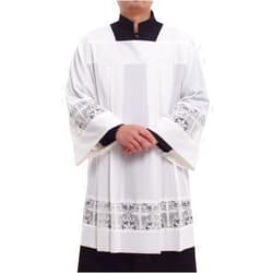 BLESSUME Catholic Pleated Lace Surplice Liturgical Cotta Vestment