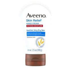 Aveeno Skin Relief Intense Moisture Hand Cream with Soothing Prebiotic Oat for Dry Skin, Sensitive Skin Cream Softens & Smooths Hands & Lasts Through Hand Washing, Fragrance-Free, 3.5 oz