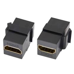 AAOTOKK HDMI Keystone Coupler, Gold Plated HDMI Keystone Jack Insert Female to Female 3D 4K Coupler Adapter for Wall Plate (Black/2 Pack)
