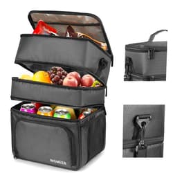 INSMEER 20L Lunch Box for Men - 3 Compartments, Insulated Lunch Bag with Leak-Proof Lining, Small Cooler Bag Ideal for Office, Picnic, Outdoors, & Beach