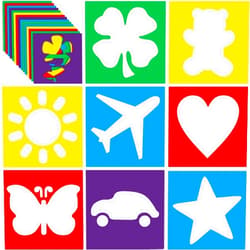 Epakh 24 Pieces Stencils for Kids 8 Inches Drawing Stencils Chalk Template Large Washable Geometric and Garden Themed Primary Shape Template for Kids Toddlers Preschooler(Primary Style)