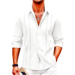 COOFANDY Mens Cuban Guayabera Shirt Casual Button Down Shirts Long Sleeve Summer Beach Shirts