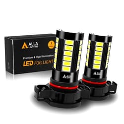 Alla Lighting Super Bright PSX24W 2504 LED Fog Light Bulbs, 6000K Xenon White 2800Lms 12276 Auto 12V Fog Lamps Replacement 5730 33-SMD LEDs