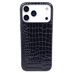 DMaos Compatible with iPhone 17 Pro Case for Women, Crocodile Synthetic Patent Leather Cover, Classic Fashion for iPhone17 Pro 2025 6.3 Inch - Black