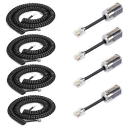 LanSenSu Telephone Cord,Telephone Cord Detangler, 4Pack 8Ft Uncoiled / 1.4Ft Coiled Telephone Handset Cord with 4 Pack 360 Degree Rotating Landline Cable Detangler Swivel Cord Untangler Telephone Accessory