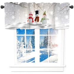 Nextchange Christmas Window Valances Snowman Christmas Valance Kitchen Curtains with Rod Pocket Xmas Tree Window Treatments Short Curtain Panels Decor 54