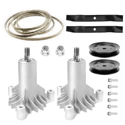 Bomusou 42 Inch Lawn Mower Deck Rebuild Kit Compatible with AYP/Husqvarna/Craftsman/Poulan LT1000 LT2000, 2 Spindle+2 Pulley+2 Blade+1 Belt, for 130794 532130794 129861 532173436 144959