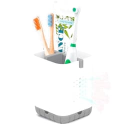 Boperzi Toothbrush Holders for Bathrooms, Detachable Electric Toothbrush Holder, Kids Toothbrush Holder Drainage, 3 slot Toothbrush and Toothpaste Holder Storage Caddy, Toothbrush Organizer White/Grey