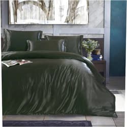 ColorfulMart Black Dark Luxury Silk Bedding Set. Include Silk Duvet Cover, Silk Pillow Sham and Silk Fitted Sheet. Satin Silk, Silk Blend Fabric. No Comforter or Duvet Insert Included. Full/Queen Size.