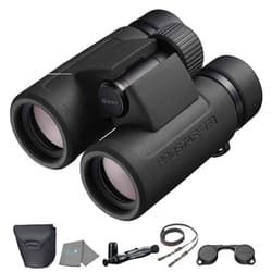 Lumintrail Nikon Prostaff P3 10x42 (16777) Black Binoculars Bundle with Lens Pen, and Cloth - High Powered Compact Adult Binoculars for Hunting, Bird Watching, and Hiking Essentials, Zoom Lightweight Travel