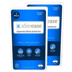 Aller-Ease Set of 2 Standard/Queen AllerEase Pillow Protectors - Moisture Wicking, Advanced Allergy Protection - Premium Polyester, Zippered Protectors