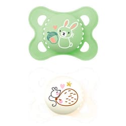 MAM Original Day & Night Pacifiers, Binky Pacifier for 0-6 Months, BPA-Free Silicone, Glows in The Dark, Best for Newborn Babies, Developed with Medical Experts, 2 Count Binkies, with Sterilizer Case