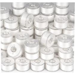 ilauke 90 pcs White Bobbin Thread, Size A Prewound Sewing Thread Bobbins with Clear Storage Plastic Case Box Compatible with Brother Singer Embroidery BabyLock Janome Singer, 60WT