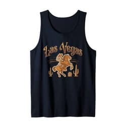 BizzyflyUSA Vintage Las Vegas Cowboy Ride Wild West Horse Cactus Tank Top
