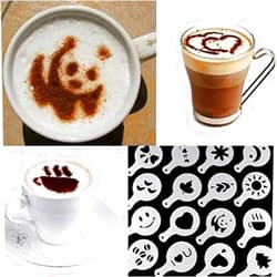 Drhob Hot 16Pcs Coffee Latte Art Stencils DIY Decorating Cake Cappuccino FoamTool CN (Color: White)