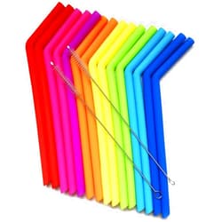 Juju World 15 FITS ALL TUMBLERS STRAWS - Reusable Silicone Straws for 30 and 20 oz Yeti - Flexible Easy to Clean + 2 Cleaning Brushes - BPA Free, No Rubber Taste Drinking - Best Value for Money Pack