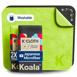 Koala Lifestyle Koala Lens Cleaning Cloth | Japanese Microfiber | Glasses Cleaning Cloths | Eyeglass Lens Cleaner | Eyeglasses, Camera, VR/AR Headset, and Screen Cleaner | Black & Green (Pack of 2)