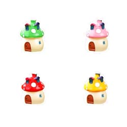 LONCESS Mushroom Fairy House Accessories, Mini House Figurines, Fairy Garden Decor Kit for Home Micro Landscape, Desk, Cake Topper, Car Decor, 4 Pieces