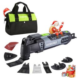 WORKPRO Oscillating Multi-Tool Kit for Christmas, 3.0 Amp Corded Quick-Lock Replaceable Oscillating Saw with 7 Variable Speed, 3° Oscillation Angle, 17pcs Saw Accessories, and Carrying Bag