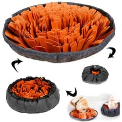 AWOOF Pet Snuffle Mat for Dogs, Interactive Feed Game for Boredom, Encourages Natural Foraging Skills for Cats Dogs Bowl Travel Use, Dog Treat Dispenser Indoor Outdoor Stress Relief (Brown)