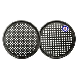 Bakken- Swiss BAKKENMASTER Bakken- Swiss Non-Stick Pizza Pan with Holes - 13-Inch Perforated Pizza Crisper Carbon Steel Pizza Pan - 2 Round Pizza Trays - PFOA PFOS and PTFE Free
