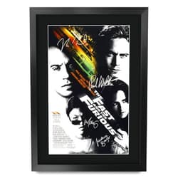HWC Trading The Fast and the Furious Paul Walker, Vin Diesel 16 x 12 inch Framed Gifts Printed Poster Signed Autograph Picture for Movie Memorabilia Fans - 16